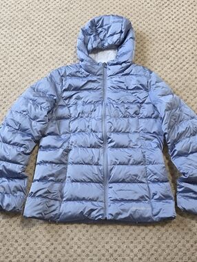 Eddie Bauer Light Blue Quilted Down Puffer Jacket with Hood